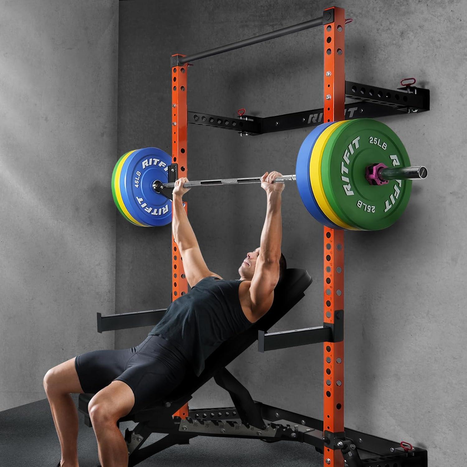 imageRitFit Spotter Arms Power Cage Attachment Squat Rack Safety Bars for 236 x 236 Power Rack Safety Squat Bar Attachment for Home Gym