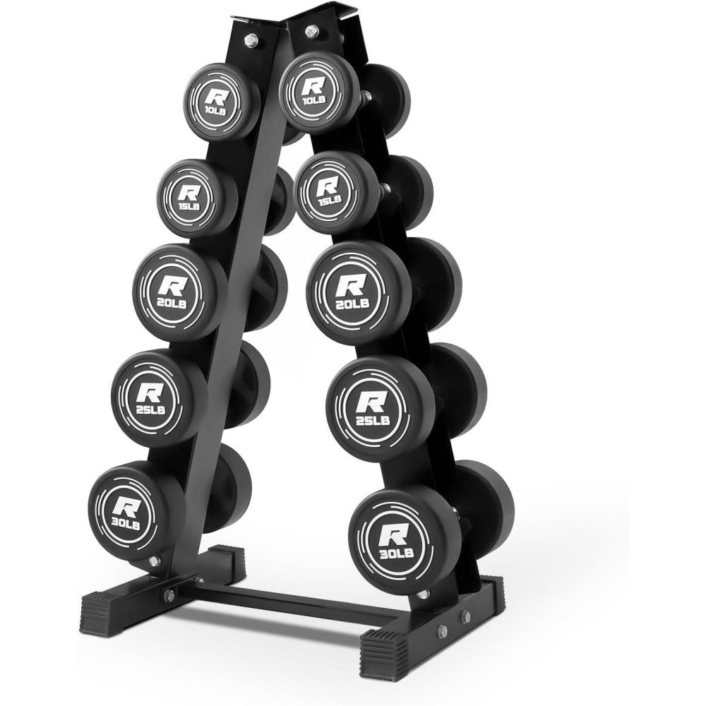 imageRitFit 5250 LBS PVC Encased Round Dumbbell sets with Knurled Handle and Optional Rack Strength Training Equipment for Home Gym510152025150LBS SET
