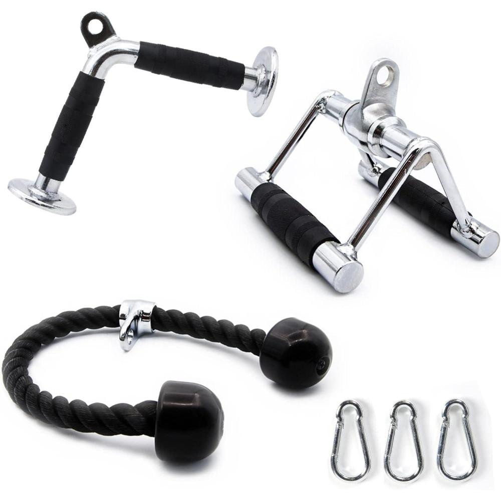imageRitFit Cable Machine Attachments for Gym LAT Pulldown Accessories with MultiOption V Bar Tricep Rope Double D Handle for Weight Fitness