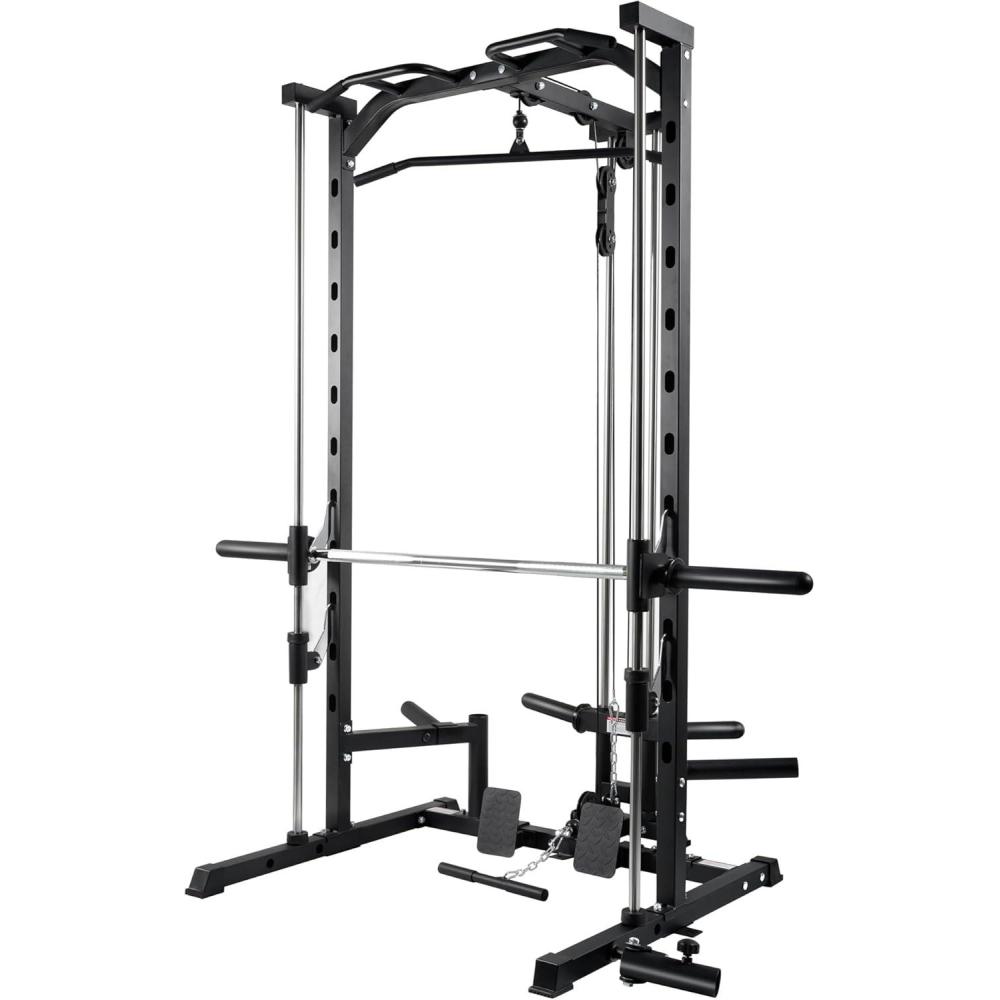 imageRitFit Smith Machine Power Rack with LATPull Down System Landmine Barbell Bar Plate Storage Pegs and More Training AttachmentSmith Machine 10