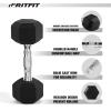 RitFit 250LB/300LB Rubber Hex Dumbbell Sets with Weights Rack, Multiple Color Choices Available, Great Gym Equipment for Home, Strength Training, Workouts(Blue)