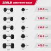 RitFit 250LB/300LB Rubber Hex Dumbbell Sets with Weights Rack, Multiple Color Choices Available, Great Gym Equipment for Home, Strength Training, Workouts(Black)