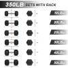 RitFit 5-650 LBS PVC Encased Hex Dumbbell Sets with Optional Rack for Home Gym, Hand weight with Chrome Handle for Strength Training, Workouts((10+20+25+30+40+50) 350LBS SET)