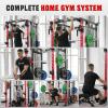 RitFit Buffalo Smith Machine, Power cage with LAT-Pull Down System & Cable Crossover System, All-in-One Squat Rack for Home Gym, Power Rack(Red&Black)