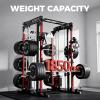 RitFit M1 Pro Smith Machine Package, All-in-One Power Cage with Weight Stack Set, Includes LAT Pulldown & Cable Crossover System for Home Gyme(Red)