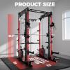 RitFit M1 Pro Smith Machine Package, All-in-One Power Cage with Weight Stack Set, Includes LAT Pulldown & Cable Crossover System for Home Gyme(Red)