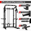 RitFit Multi-Function Power Cage with Adjustable Cable Crossover System,1000LBS Capacity Squat Rack, Full Home Gym Workout with J-Hook, Landmine and Other Attachments (2023 Version PPC03)-Black
