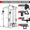RitFit Multi-Function Power Cage with Adjustable Cable Crossover System,1000LBS Capacity Squat Rack, Full Home Gym Workout with J-Hook, Landmine and Other Attachments (2023 Version PPC03)-Black