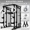 RitFit Smith Machine Power Cage with LAT Pulldown & Cable Crossover, All-in-One Power Rack Home Gym System with Leg Press Attachment & Accessories(Black)