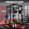 RitFit Smith Machine Power Cage with LAT Pulldown & Cable Crossover, All-in-One Power Rack Home Gym System with Leg Press Attachment & Accessories(Red)