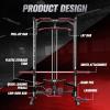 RitFit Smith Machine Power Rack with LAT-Pull Down System, Landmine, Barbell Bar, Plate Storage Pegs and More Training Attachment(170LBS-COLORFUL)
