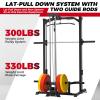 RitFit Smith Machine Power Rack with LAT-Pull Down System, Landmine, Barbell Bar, Plate Storage Pegs and More Training Attachment(Package (With RP 230LBS))