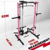 RitFit Smith Machine Power Rack with LAT-Pull Down System, Landmine, Barbell Bar, Plate Storage Pegs and More Training Attachment(Smith Machine (PINK))