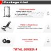 RitFit Smith Machine Power Rack with LAT-Pull Down System, Landmine, Barbell Bar, Plate Storage Pegs and More Training Attachment(Smith Machine with Weight Bench)