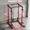RitFit Upgraded PPC-P3 Power Cage, 3-in-1 Home Gym with Aluminum Pulley System, 1200LBS Capacity, Includes LAT Pulldown, Landmine, J-Hooks & 20+ Attachments, Fits Compact Spaces Black Red(Red)