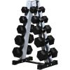 RitFit 250LB/300LB Rubber Hex Dumbbell Sets with Weights Rack, Multiple Color Choices Available, Great Gym Equipment for Home, Strength Training, Workouts(Grey)