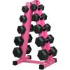 RitFit 250LB/300LB Rubber Hex Dumbbell Sets with Weights Rack, Multiple Color Choices Available, Great Gym Equipment for Home, Strength Training, Workouts(Pink)