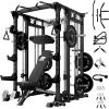 RitFit Buffalo Smith Machine, Power cage with LAT-Pull Down System & Cable Crossover System, All-in-One Squat Rack for Home Gym, Power Rack(Black)
