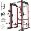 RitFit M1 Pro Smith Machine Package, All-in-One Power Cage with Weight Stack Set, Includes LAT Pulldown & Cable Crossover System for Home Gyme(Red)