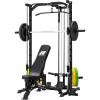 RitFit Smith Machine Power Rack with LAT-Pull Down System, Landmine, Barbell Bar, Plate Storage Pegs and More Training Attachment(170LBS-COLORFUL)