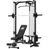 RitFit Smith Machine Power Rack with LAT-Pull Down System, Landmine, Barbell Bar, Plate Storage Pegs and More Training Attachment(Package (With RP 140LBS))