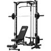 RitFit Smith Machine Power Rack with LAT-Pull Down System, Landmine, Barbell Bar, Plate Storage Pegs and More Training Attachment(Package (With RP 230LBS))