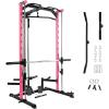 RitFit Smith Machine Power Rack with LAT-Pull Down System, Landmine, Barbell Bar, Plate Storage Pegs and More Training Attachment(Smith Machine (PINK))