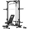 RitFit Smith Machine Power Rack with LAT-Pull Down System, Landmine, Barbell Bar, Plate Storage Pegs and More Training Attachment(Smith Machine with Weight Bench)