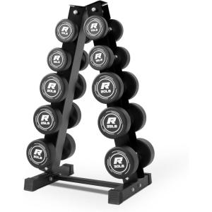 RitFit 5-250 LBS PVC Encased Round Dumbbell sets with Knurled Handle and Optional Rack, Strength Training Equipment for Home Gym((5+10+15+20+25)150LBS SET)