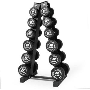 RitFit 5-250 LBS PVC Encased Round Dumbbell sets with Knurled Handle and Optional Rack, Strength Training Equipment for Home Gym((5+10+15+20+25+30)210LBS SET)