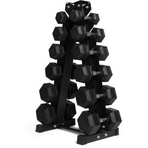 RitFit 5-650 LBS PVC Encased Hex Dumbbell Sets with Optional Rack for Home Gym, Hand weight with Chrome Handle for Strength Training, Workouts((10+20+25+30+40+50) 350LBS SET)