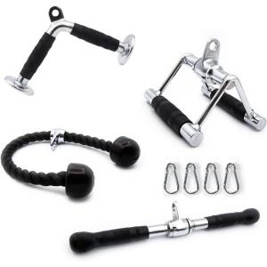 RitFit Cable Machine Attachments for Gym, LAT Pulldown Accessories with Multi-Option: V Bar, Tricep Rope, Double D Handle, Rotating Straight Bar, for Weight Fitness
