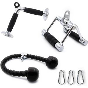 RitFit Cable Machine Attachments for Gym, LAT Pulldown Accessories with Multi-Option: V Bar, Tricep Rope, Double D Handle, for Weight Fitness