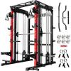 RitFit M2 Smith Machine with with Cable Crossover System, 3D Functional Trainer & Power Cage, 16 Adjustment Holes, 6 Storage Pegs for Full-Body Home Gym