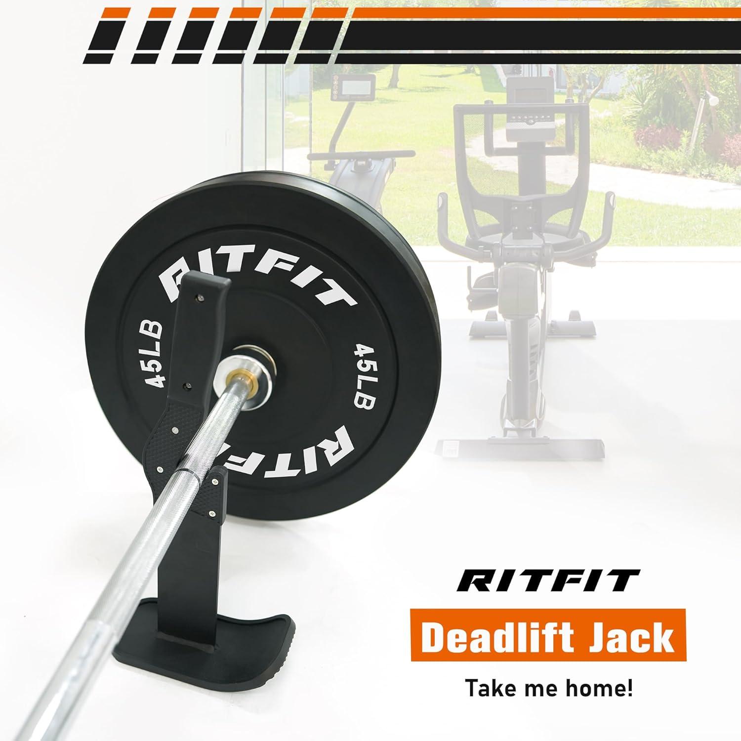 imageRitFit Deadlift JackBarbell Jack Unload 660LB Barbell Stand with NonSlip Handle and Base Perfect for Deadlift and Powerlifting