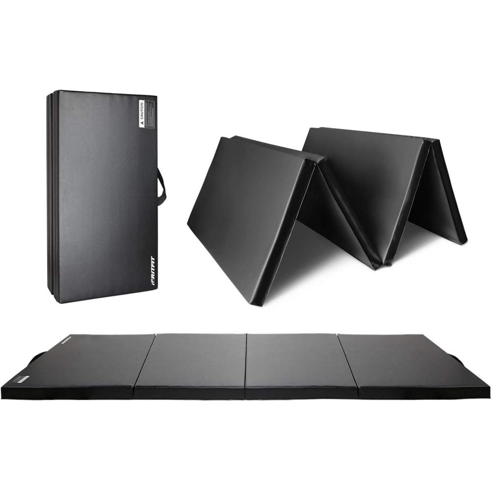 imageRitFit Upgraded Folding Exercise Mat 2 Inch Thick Gymnastics Mat 3x64x84x102x8 with Carrying Handles for Yoga MMA Stretching Core Workouts and Home Gym Protective FlooringBlack4 x 10