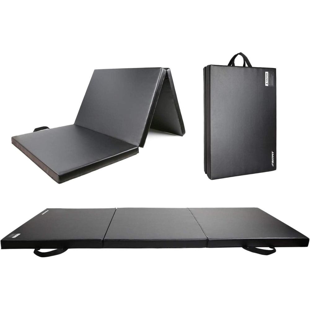 imageRitFit Upgraded Folding Exercise Mat 2 Inch Thick Gymnastics Mat 3x64x84x102x8 with Carrying Handles for Yoga MMA Stretching Core Workouts and Home Gym Protective FlooringBlack3 x 6
