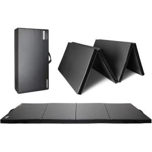 RitFit Upgraded Folding Exercise Mat, 2 Inch Thick Gymnastics Mat 3’x6’,4’x8’,4×10’,2’x8′ with Carrying Handles for Yoga, MMA, Stretching, Core Workouts and Home Gym Protective Flooring(Black(4′ x 10′))