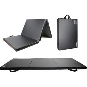 RitFit Upgraded Folding Exercise Mat, 2 Inch Thick Gymnastics Mat 3’x6’,4’x8’,4×10’,2’x8′ with Carrying Handles for Yoga, MMA, Stretching, Core Workouts and Home Gym Protective Flooring(Black(3′ x 6′))