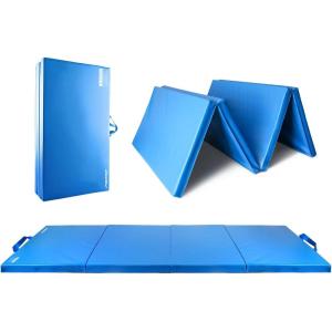 RitFit Upgraded Folding Exercise Mat, 2 Inch Thick Gymnastics Mat 3’x6’,4’x8’,4×10’,2’x8′ with Carrying Handles for Yoga, MMA, Stretching, Core Workouts and Home Gym Protective Flooring(Blue(4′ x 10′))