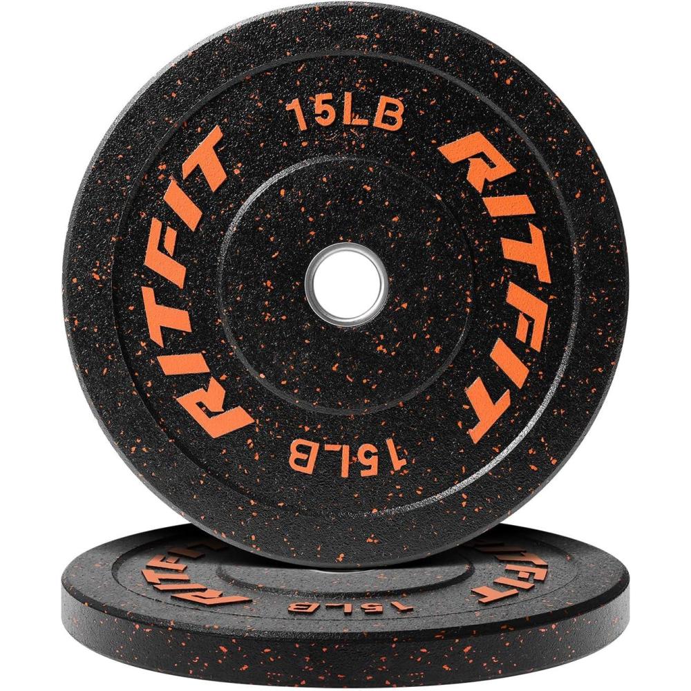 imageRitFit Bumper Plates Colored FleckRubber Weight Plates with Steel Insert 2inch Olympic Weight Plates for Weight Lifting and Strength Training