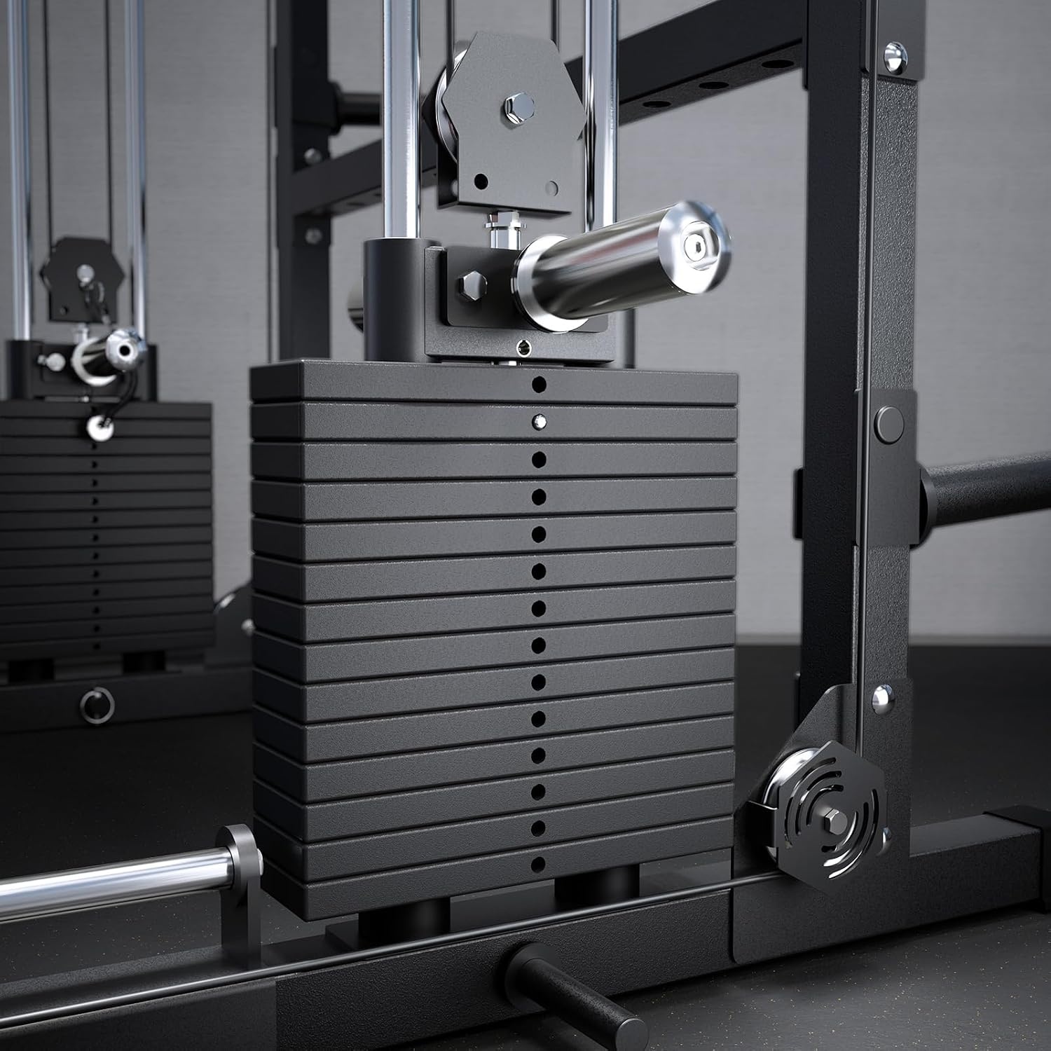 image:imageRitFit M2 3D Smith Machine amp 2866LB Builtin Weight Stack with Cable Crossover System All in One Functional Trainer amp Power Cage 16 Adjustment Holes 6 Storage Pegs for FullBody Home GymBLACK