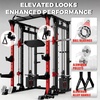 RitFit Buffalo Smith Machine Package, All-in-One Power Cage with Weight Stack , Power Rack with Cable Crossover & Leg Press Attachment for Home Gym(Red)