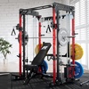 RitFit M1 Pro Smith Machine Package, All-in-One Power Cage with Weight Stack Set, Includes LAT Pulldown & Cable Crossover System for Home Gym(Red)