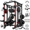 RitFit Buffalo Smith Machine Package, All-in-One Power Cage with Weight Stack , Power Rack with Cable Crossover & Leg Press Attachment for Home Gym(Red)
