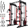 RitFit M1 Pro Smith Machine Package, All-in-One Power Cage with Weight Stack Set, Includes LAT Pulldown & Cable Crossover System for Home Gym(Red)