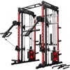 RitFit M1 Pro Smith Machine with LAM1 Adjustable Lever Arm Attachment, All-in-One Power Cage, Power Rack with LAT Pulldown & Cable Crossover System for Home Gym(Red)