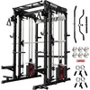 RitFit M2 3D Smith Machine & 286.6LB Built-in Weight Stack with Cable Crossover System, All in One Functional Trainer & Power Cage, 16 Adjustment Holes, 6 Storage Pegs for Full-Body Home Gym(BLACK)