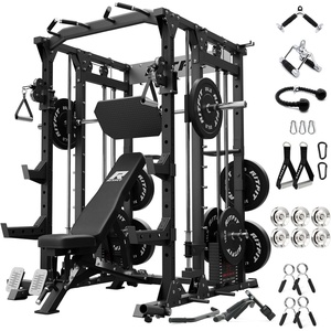 RitFit Buffalo Smith Machine Package, All-in-One Power Cage with Weight Stack , Power Rack with Cable Crossover & Leg Press Attachment for Home Gym(Black)