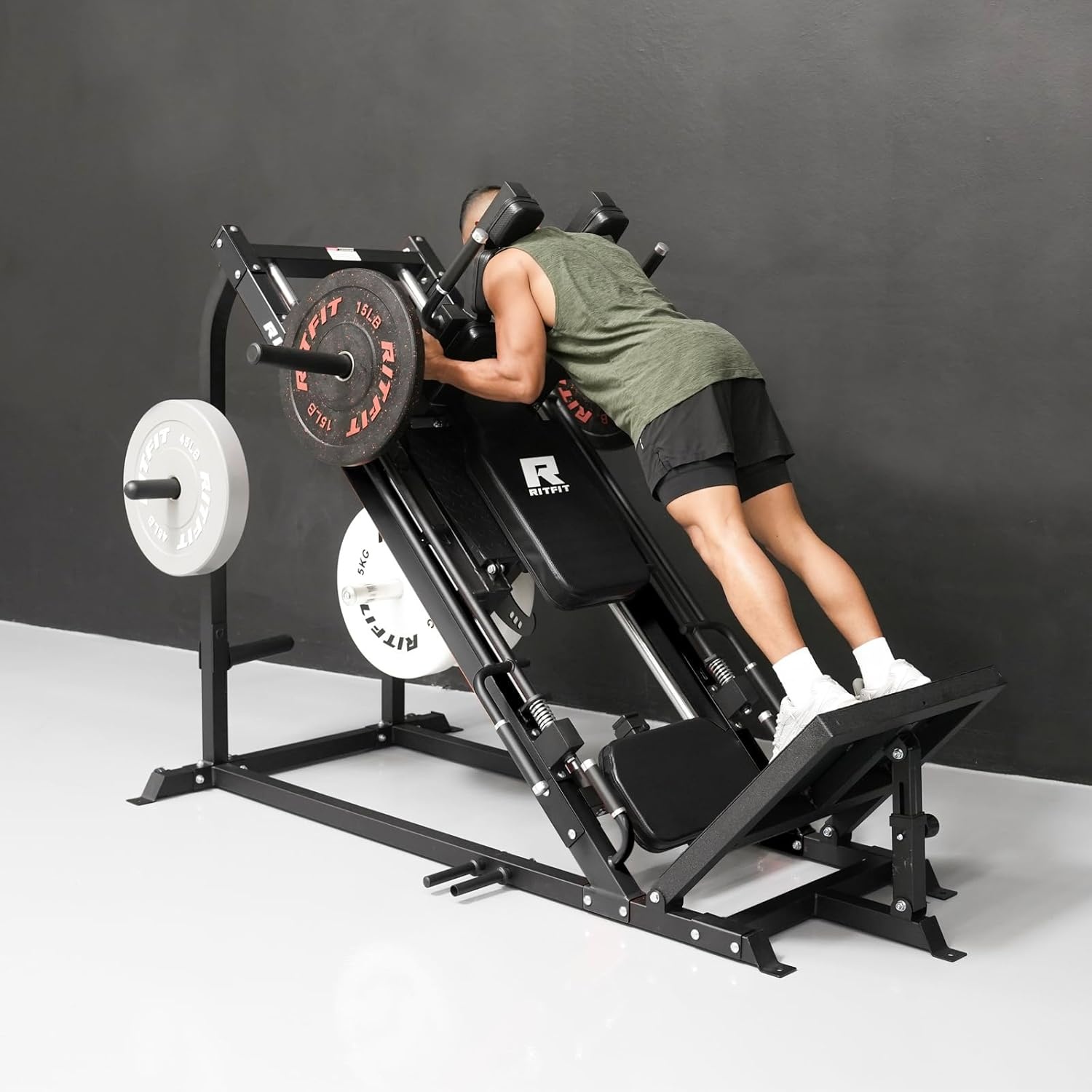 image:imageRitFit 3in1 Leg Press Hack Squat Machine for Home Gym 1500LB Capacity Compact SpaceSaving Design with Multiple Hack Squat amp Leg Press AnglesBLACK